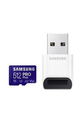 Carte mémoire SD Samsung PRO Plus MB-MD512KB - Carte mémoire flash (adaptateur microSDXC vers SD inclus(e)) - 512 Go - A2 / Video Class V30 / UHS-I U3 / Class10 - microSDXC
