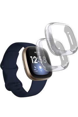 Accessoires bracelet et montre connectée Phonillico Coque compatible Fitbit Versa 3 / Fitbit Sense [Lot 2] Protection TPU Souple étui transparent®