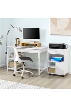 table de chevet sobuy fbt106-w support imprimante roulant bureau mobile caisson meuble de rangement bureau