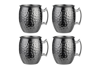 tasse et mugs generique icb mugs en cuivre mule - 4 paquets - noir avec pointe marteau