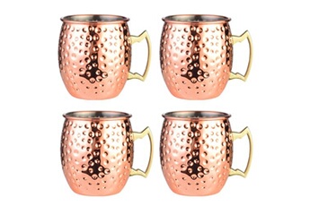 tasse et mugs generique icb mugs en cuivre mule - 4 paquets - cuivre avec pointe marteau