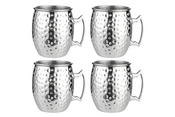 tasse et mugs generique icb mugs en cuivre mule - paquets de 4 - argent avec pointe marteau