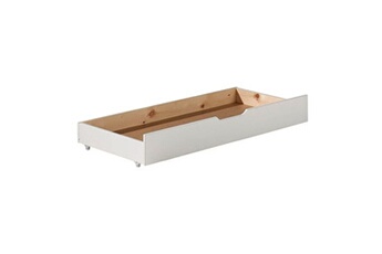 tiroir de lit altobuy themis - tiroir de lit sur roulettes en pin laqué blanc -