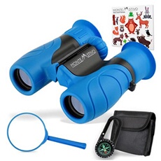 Jumelles pour enfants Norsjo Montestivo Grossissement 8x Avec boussole et sac à dos Plastique alimentaire Bleu
