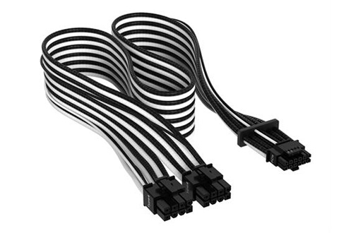 Chargeur et câble d'alimentation PC Corsair Premium individually sleeved  (Type 4, Generation 5) - Câble d'alimentation - 12VHPWR (F) pour  Alimentation PCIe de 8 broches (F) - plat - blanc et