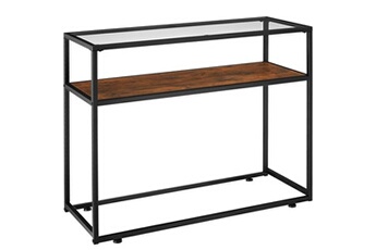 bureau droit tectake table console kilkenny 100x41x80,5cm - bois foncé industriel, rustique