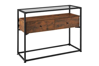 bureau droit tectake table console reading 101,5x41,5x80,5cm - bois foncé industriel, rustique