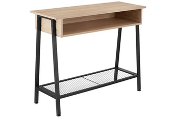bureau droit tectake table console tralee 100x35x80,5cm - bois clair industriel, chêne sonoma
