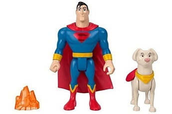 figurine pour enfant fisher price - krypto super chien, coffret superman et krypto, 2 figurines articulées (15 et 10cm) et 1 accessoire