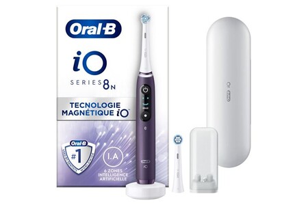 Brosse à dents électrique Oral B Oral-b io 8n - avec etui de voyage et porte brossette - violette - brosse à dents électrique  