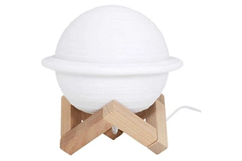 lampe à poser the home deco factory - lampe ronde avec support en bois saturne