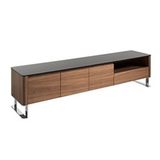 Meuble TV en bois et verre noir 3047C, 200 x 45 x 48 cm. -
