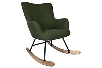 fauteuil de salon happy garden fauteuil à bascule en tissu boucle vert kaki kaira