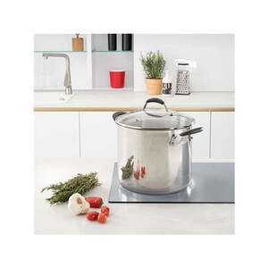 Lagostina Tempra Couvercle Verre 30 Cm Avec Valve Vapeur – Poêle Anti-Adhésive Inox 18/10, Manche Silicone Riveté, Compatible Four 210°C