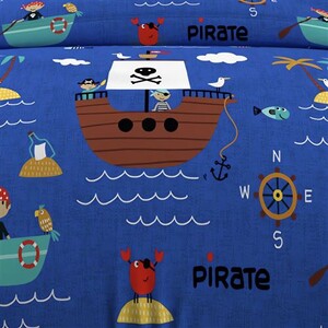 Parure Housse De Couette Pirates Vert 120x150 Cm | 100% Coton 57 Fils/cm² | Linge De Lit Enfant 1 Personne | Soleil D'Ocre