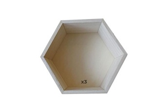 etagère murale artemio 3 étagères hexagones en bois 30 x 26,5 x 10 cm