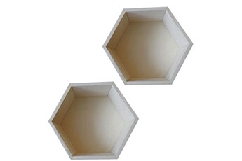 etagère murale artemio 2 étagères hexagone en bois 30 x 26,5 x 10 cm