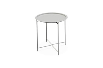table de jardin sweeek table basse ronde - alexia gris taupe - table d'appoint ronde ø46cm acier thermolaqué