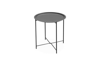 table de jardin sweeek table basse ronde - alexia gris anthracite - table d'appoint ronde ø46cm acier thermolaqué