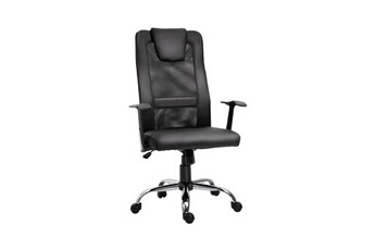 fauteuil de bureau homcom fauteuil de bureau manager grand confort - dossier ergonomique à bascule - têtière - hauteur assise et accoudoirs réglable - nylon p. u noir