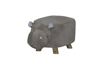 pouf meubletmoi pouf enfant gris tissu doux - hippo