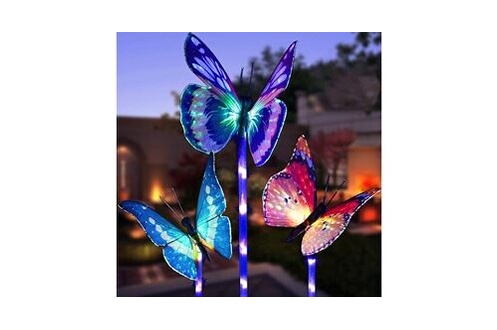 Eclairage extérieur solaires GENERIQUE Papillon énergie solaire led lumière  extérieure jardin pelouse lampe décor fée 3pc - multicolore