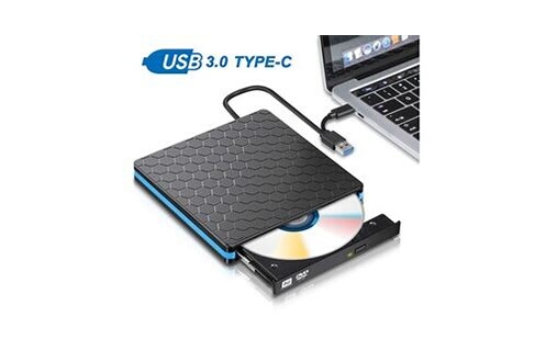 Lecteur de disque externe, USB C 3.0 et Type-C Lecteur CD DVD externe pour  MacBook Windows Ordinateur portable Ordinateur de bureau Ordinateur