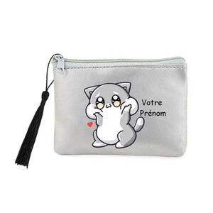 Porte-monnaie En Feutrine Motif Manga Girl - Personnalisable, 11x9 Cm, Fermeture éclair, Polyester Recyclé