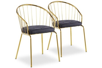 chaise non renseigné chaise avec accoudoirs métal doré et assise simili noir vintel - lot de 2