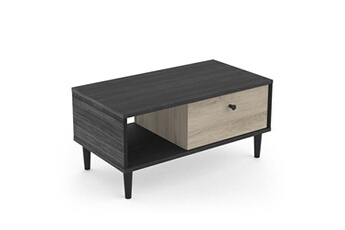 meubles tv demeyere table basse 1 tiroir arty naturel et noir - noir - atmosphera
