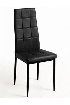 Chaise Non renseigné Chaise simili cuir noir capitonné et pieds métal noir Kentor - Lot de 4