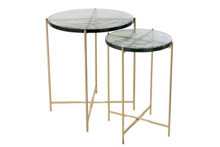 Table d'appoint Non renseigné Set de 2 tables gigogne métal doré Obi D 50 cm