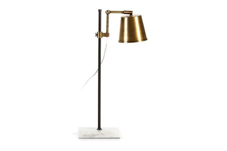 Lampe à poser Non renseigné Lampe de table métal doré et noir socle marbre blanc Ravih