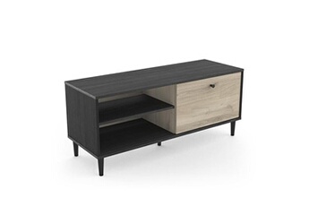 meubles tv demeyere meuble tv 1 porte arty naturel et noir - noir