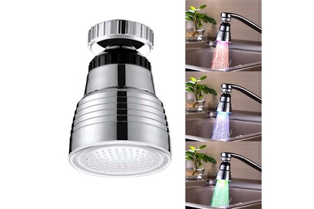 Accessoire pour robinets YONIS Embout Lumineux Robinet LED RGB Capteur Température Éclairage Automatique Argent