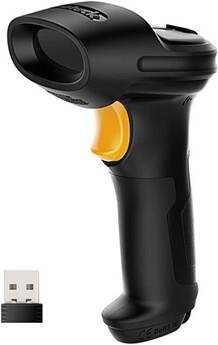 Scanner de code-barres laser sans fil 2. 4ghz, rayon de 35m, scan automatique et précis, autonomie d''environ 15 jours