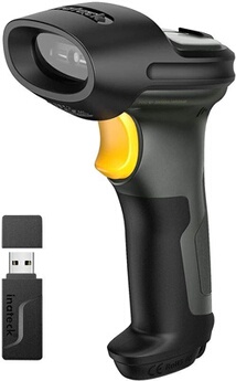 Scanner de codes à barres sans fil 1d, lecteur de codes à barres bluetooth, 100 mètres de portée de transmission, lire les codes-barres sur l'écran