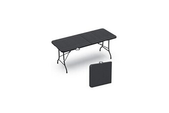 mobilier de camping vounot table de camping pique nique pliable 180cm hdpe polyrotin noire