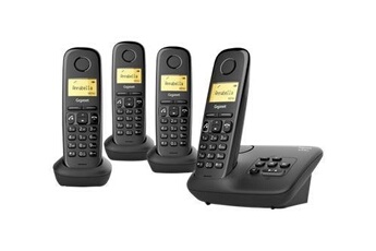 Téléphone sans fil Gigaset A270A Quattro - Téléphone sans fil - système de répondeur avec ID d'appelant - DECT\GAP - noir + 3 combinés supplémentaires
