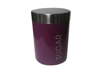 accessoire de cuisine generique premier housewares 0508498 boîte a sucre en email violet et couvercle en acier inoxydable satine
