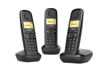 Téléphone sans fil Gigaset A270 Trio - Téléphone sans fil avec ID d'appelant - DECT\GAP - noir + 2 combinés supplémentaires