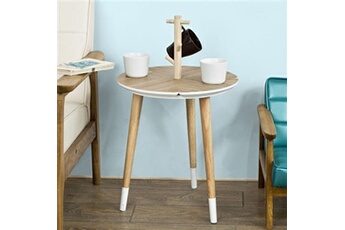 fbt38-wn table café design avec support à tasses table d'appoint ronde