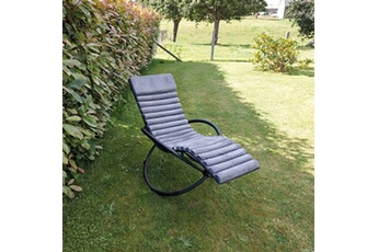 chaise longue - transat keter bain de soleil à bascule swing luxe monaco - gris 14-700871