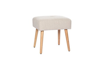chaise miliboo tabouret bas en tissu effet velours texturé beige et bois clair massif h46 guesta