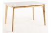 Non renseigné Table de cuisine scandinave blanc brillant et pieds bois clair Epuria 120 cm photo 1
