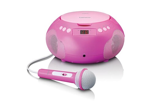Chaine HiFi Lenco Mini chaîne HIFI radio lecteur CD portable avec MIC rose