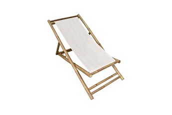 chaise longue - transat sweeek chilienne en bambou toile naturelle polyester et coton davao l110 x p60 x h94cm