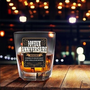 Verre à Whisky Message Papa 57 Ans Personnalisé - Cadeau Anniversaire Homme
