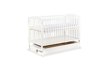 henry lit à barreaux bébé à bascule 120x60 + tiroir blanc