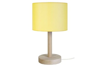 autres luminaires tosel 64610 lampe de chevet droit bois naturel et jaune l 18 p 18 h 35 cm ampoule e14